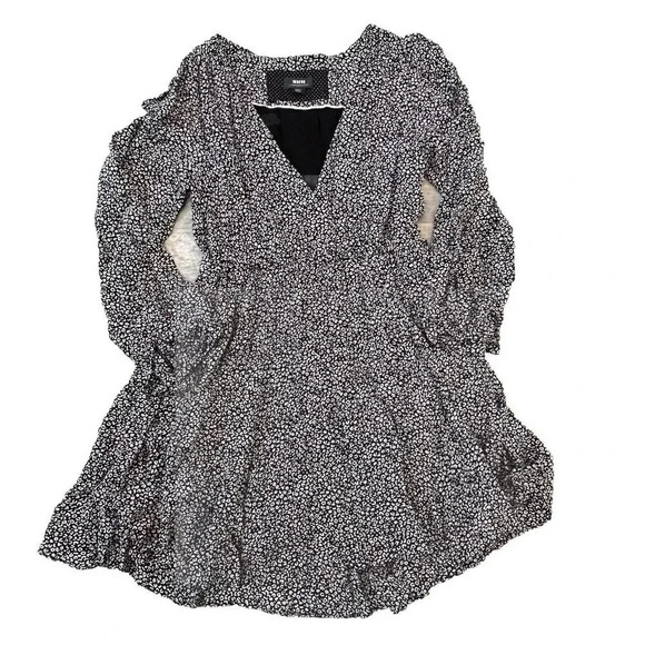 Anthropologie Maeve Women’s Blouson Mini Dress Size Small Black White Geometric - Picture 1 of 8